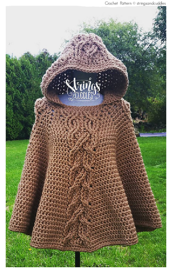 Milena Twist Cable Hooded Poncho Crochet Pattern