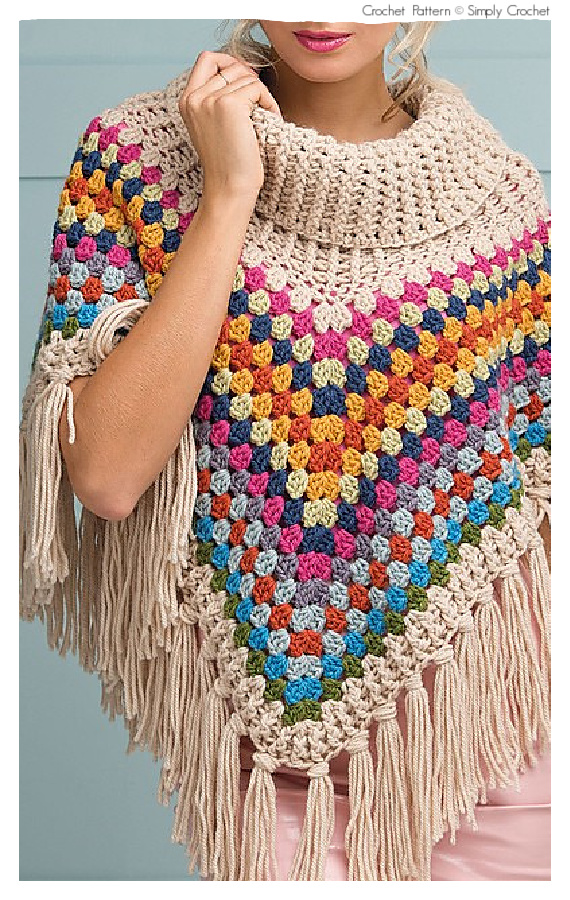Cowl Neck Poncho Crochet Pattern