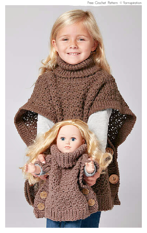 Poncho For You And Me Free Crochet Pattern #Kids; #Poncho;