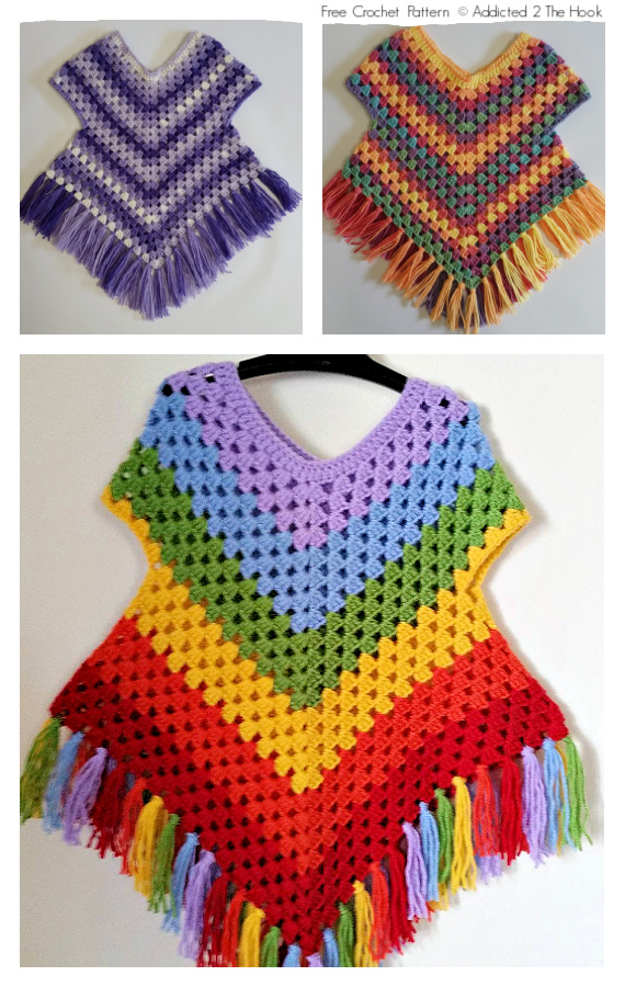 Poncho Sweater Top for Kids Free Crochet Pattern #Kids; #Poncho;