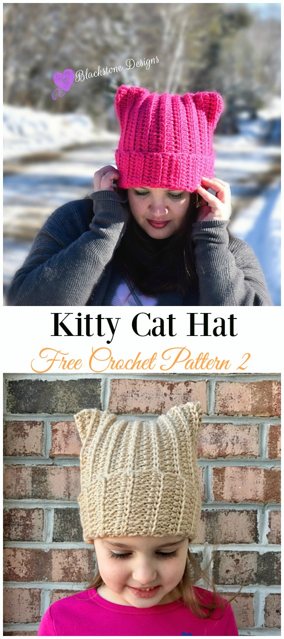 Fun Free Adult Cat Hat Crochet Patterns DIY Instructions