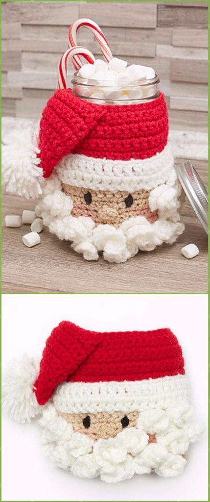 Crochet Christmas Mason Jar Cozy Free Patterns Holiday Gifts
