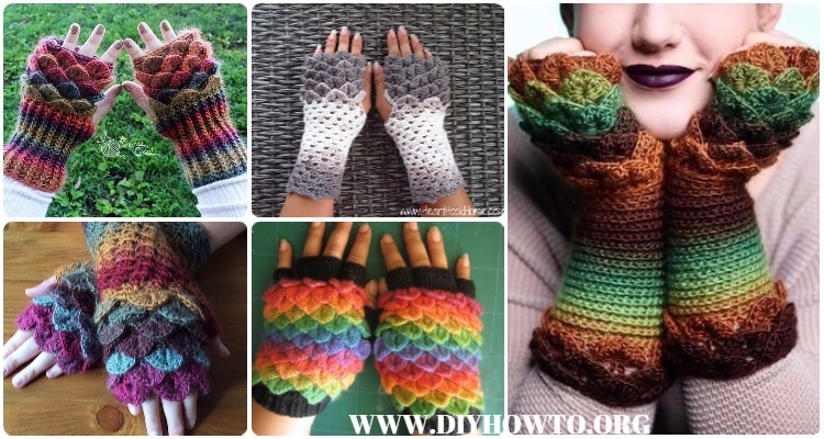 Crocodile Stitch Gloves Cuffs Dragon Scale Gloves Fingerless Crochet MADE TO ORDER Armwarmers Mermaid Scales Accessoires Handschoenen & wanten Armwarmers Arm Warmers 