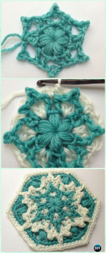 Crochet Hexagon Motif Free Patterns Instructions