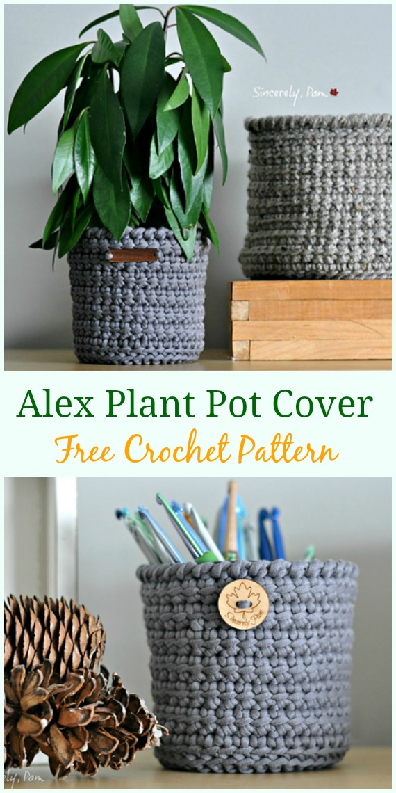 Crochet Plant Pot Cozy Cover Free Patterns &amp; Instructions