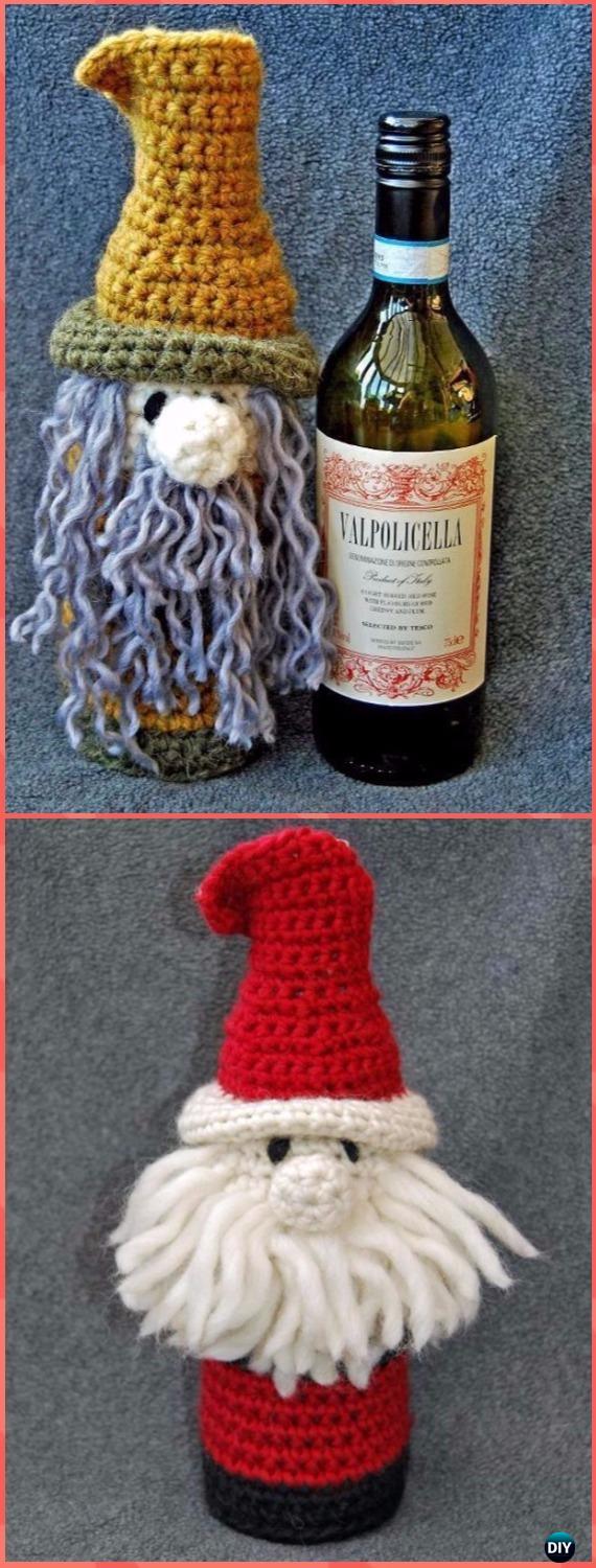 Crochet Wine Bottle Cozy Bag &amp; Sack Free Patterns