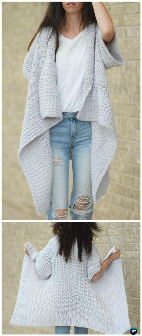 Häkeln Sie Frauen-Pullover-Mantel-Strickjacke-freie Muster