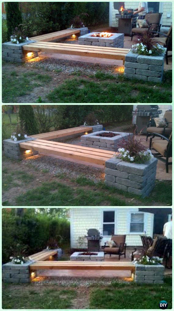 Diy Garden Firepit Patio Projects Free, Homemade Fire Pit Benches