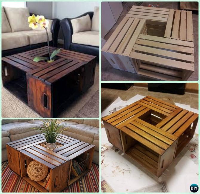 Diy Wood Crate Coffee Table Free Plans, Coffee Table Wine Crate