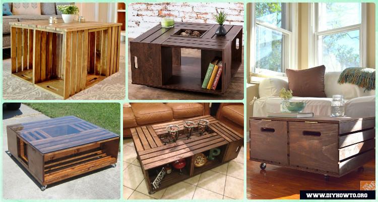 Diy Wood Crate Coffee Table Free Plans, Homemade Coffee Table Crates