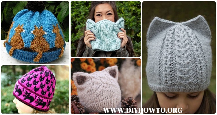 Kitty Cat Hat Knitting Patterns Size Baby to Adult Free