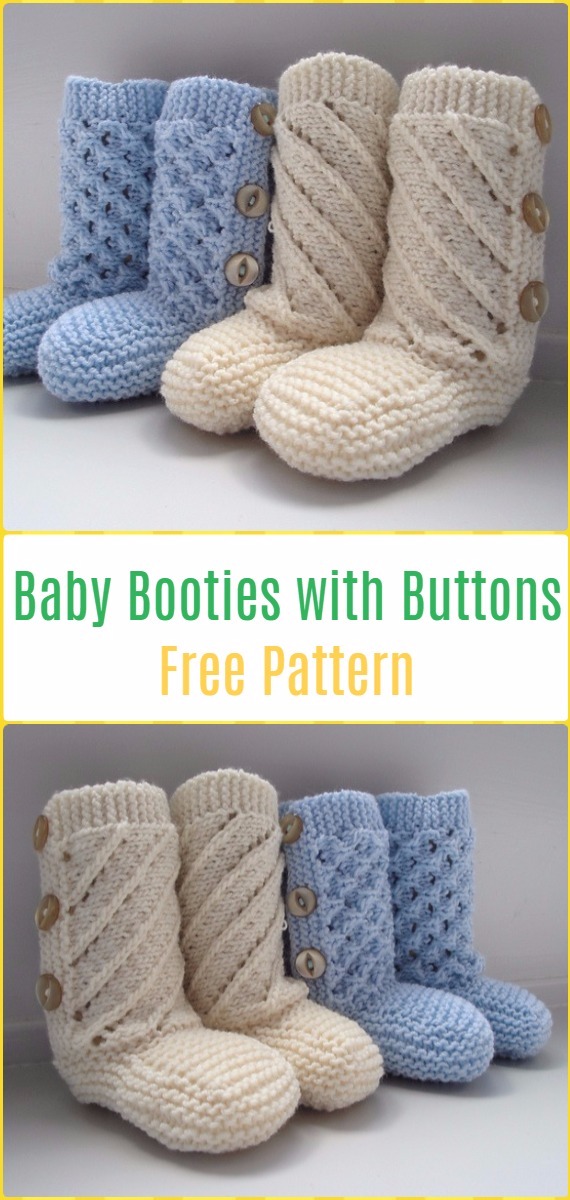 Botines tejidos hasta los tobillos para bebé Patrones gratuitos Instrucciones
