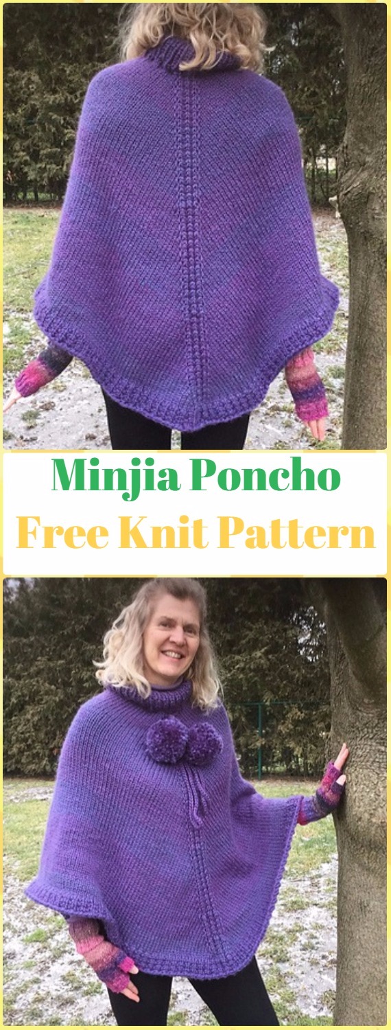 Mantelle da donna lavorate a maglia & Poncho Free Pattern Istruzioni