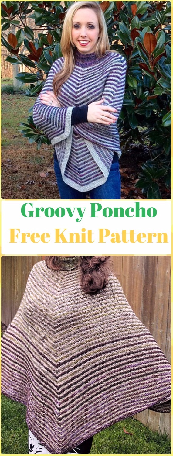 Mantelle da donna lavorate a maglia & Poncho Free Pattern Istruzioni